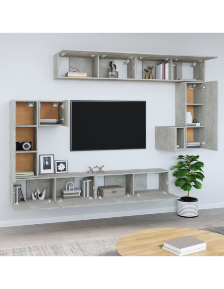 Mobile Porta TV a Parete Grigio Cemento in Legno Multistrato