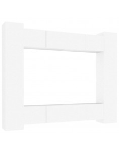 Set Mobili Porta TV 8pz Bianco in Legno Multistrato