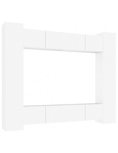 Set Mobili Porta TV 8pz Bianco in Legno Multistrato