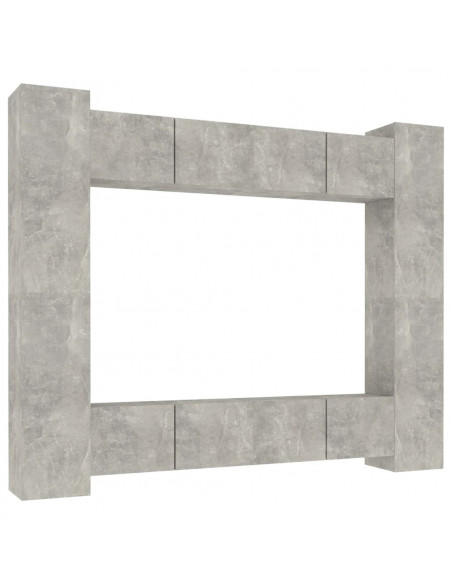 Set Mobili Porta TV 8pz Grigio Cemento in Legno Multistrato