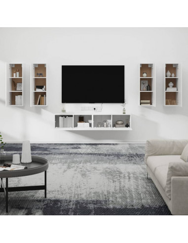 Set di Mobili Porta TV 6 pz Bianco in Legno Multistrato