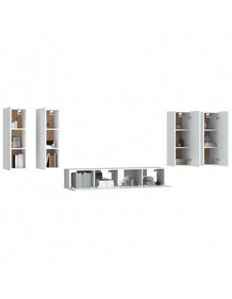 Set di Mobili Porta TV 6 pz Bianco in Legno Multistrato