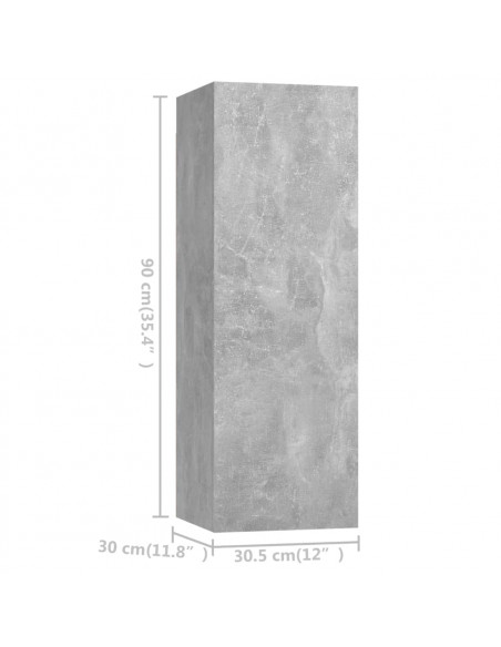 Set di Mobili Porta TV 10pz Grigio Cemento in Legno Multistrato