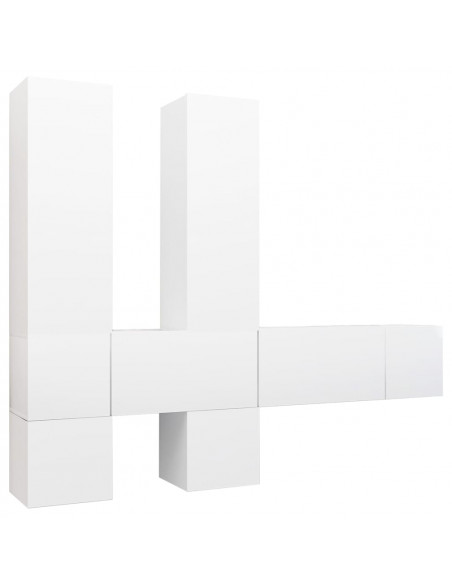 Set Mobili Porta TV 7 pz Bianco in Legno Multistrato
