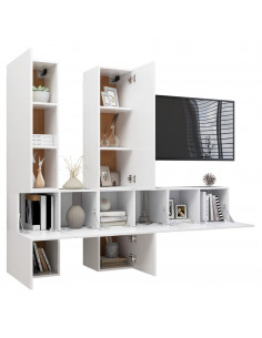 Set Mobili Porta TV 7 pz Bianco in Legno Multistrato 2
