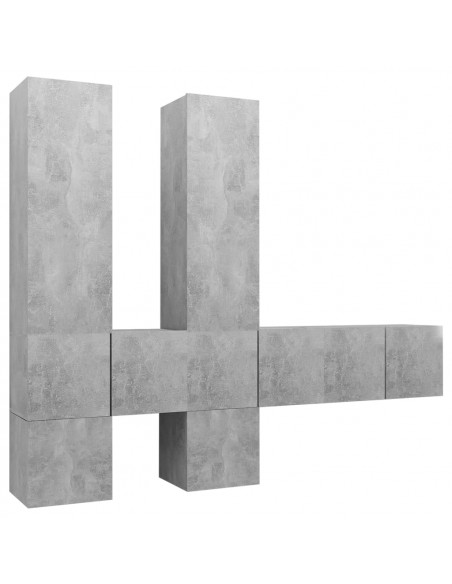 Set di Mobili Porta TV 7 pz Grigio Cemento in Legno Multistrato