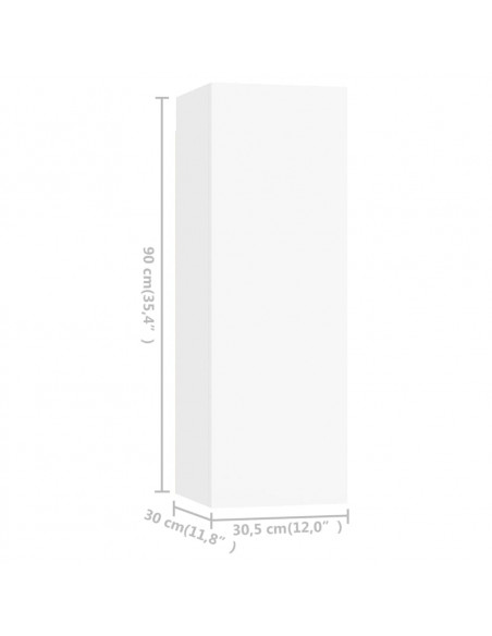 Mobili Porta TV 4 pz Bianchi 30,5x30x90 cm in Legno Multistrato