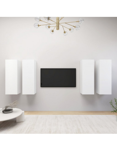 Mobili Porta TV 4 pz Bianchi 30,5x30x90 cm in Legno Multistrato