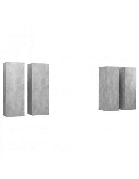 Mobili TV 4 pz Grigio Cemento 30,5x30x90cm in Legno Multistrato