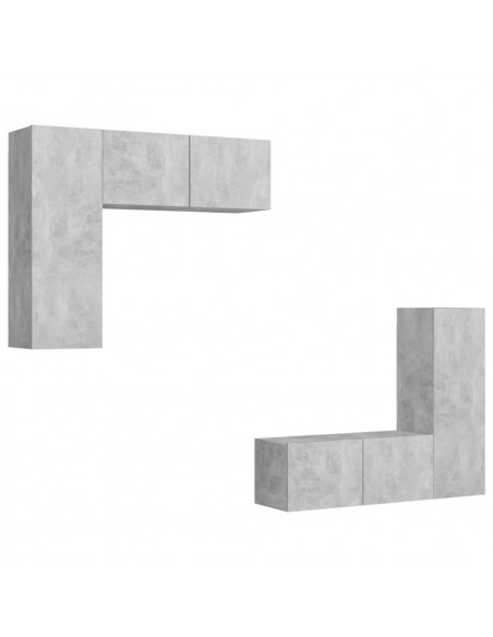 Set di Mobili Porta TV 4 pz Grigio Cemento in Legno Multistrato