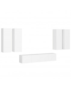 Set Mobili Porta TV 6 pz Bianco in Legno Multistrato