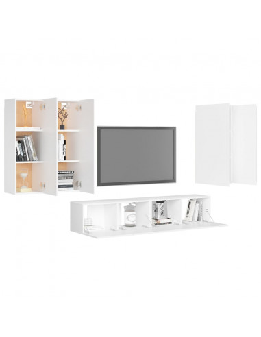 Set Mobili Porta TV 6 pz Bianco in Legno Multistrato
