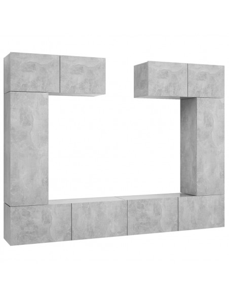 Set di Mobili Porta TV 6 pz Grigio Cemento in Legno Multistrato