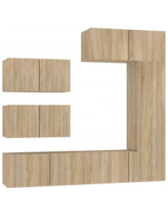 Set di Mobili Porta TV 6 pz Rovere Sonoma in Legno Multistrato