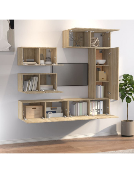 Set di Mobili Porta TV 6 pz Rovere Sonoma in Legno Multistrato