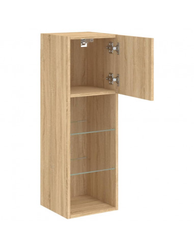 Mobili Porta TV con Luci LED 2 pz Rovere Sonoma 30,5x30x90 cm