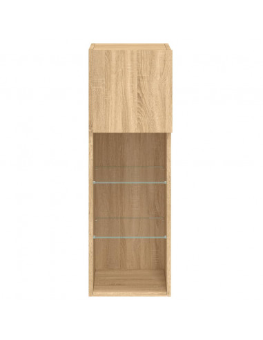 Mobili Porta TV con Luci LED 2 pz Rovere Sonoma 30,5x30x90 cm