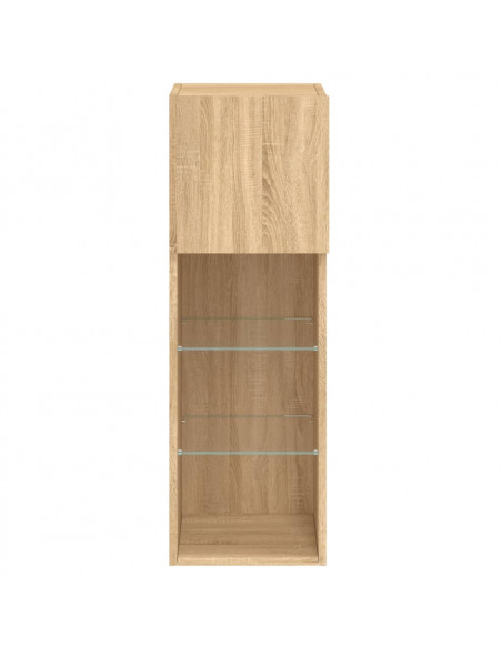 Mobili Porta TV con Luci LED 2 pz Rovere Sonoma 30,5x30x90 cm