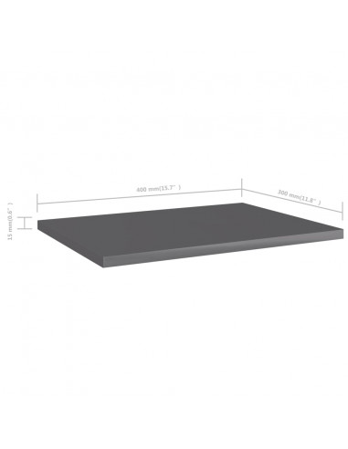 Ripiani per Libreria 8pz Grigio Lucido 40x30x1,5cm Multistrato