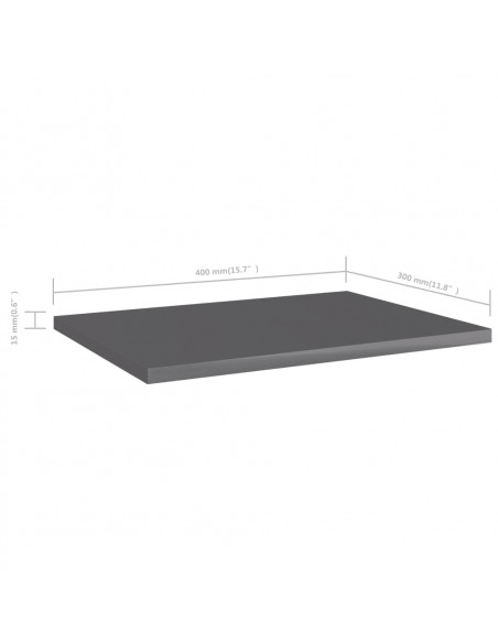 Ripiani per Libreria 8pz Grigio Lucido 40x30x1,5cm Multistrato