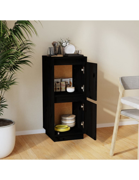 Credenze Nero 31,5x34x75 cm in Legno Massello di Pino