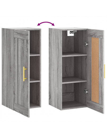 Mobile a Parete Grigio Sonoma 34,5x34x90 cm Legno Multistrato