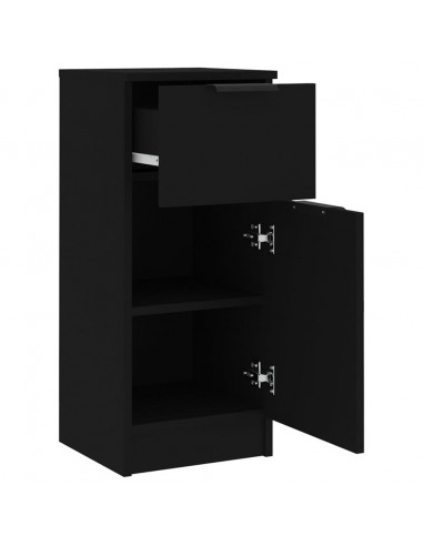 Credenze 2 pz Nere 30x30x70 cm in Legno Multistrato