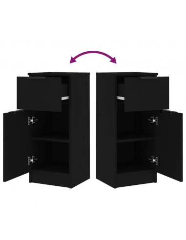 Credenze 2 pz Nere 30x30x70 cm in Legno Multistrato