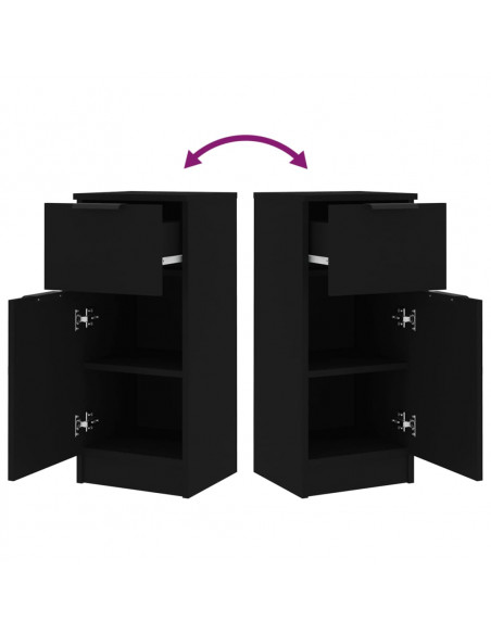 Credenze 2 pz Nere 30x30x70 cm in Legno Multistrato