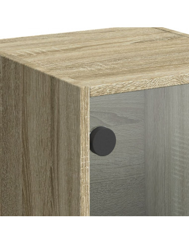 Credenza con Ante in Vetro Rovere Sonoma 35x37x109 cm