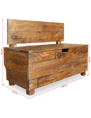 Panca in Legno Massello di Recupero 86x40x60 cm
