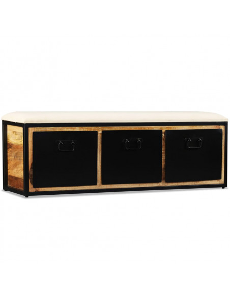 Cassapanca con 3 Cassetti Legno di Mango 120x30x40 cm