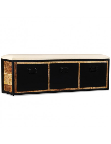 Cassapanca con 3 Cassetti Legno di Mango 120x30x40 cm
