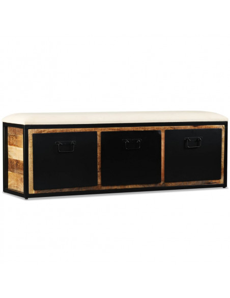 Cassapanca con 3 Cassetti Legno di Mango 120x30x40 cm
