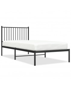 Giroletto con Testiera in Metallo Nero 90x200 cm