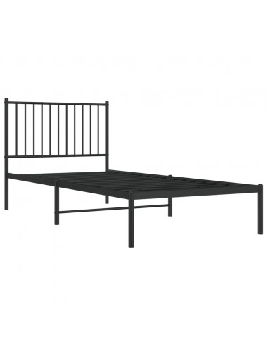 Giroletto con Testiera in Metallo Nero 90x200 cm