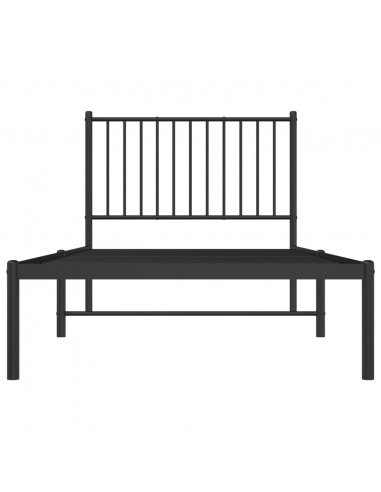 Giroletto con Testiera in Metallo Nero 90x200 cm