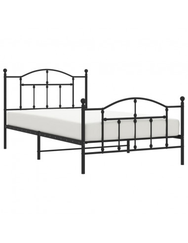 Giroletto con Testiera e Pediera Metallo Nero 100x200 cm