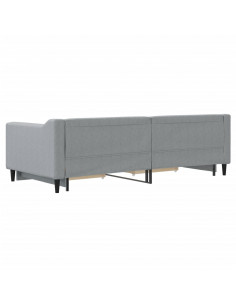 Divano Letto Estraibile Cassetti Grigio Chiaro 90x200cm Tessuto 2