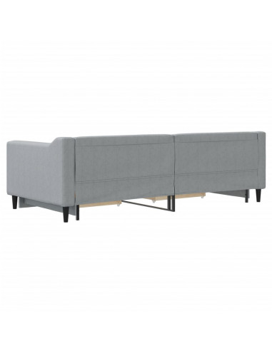 Divano Letto Estraibile Cassetti Grigio Chiaro 90x200cm Tessuto