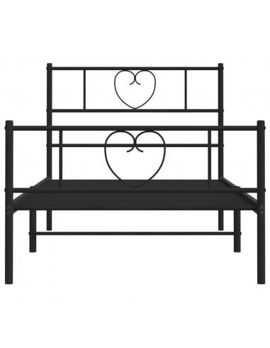 Giroletto con Testiera e Pediera Metallo Nero 100x190 cm