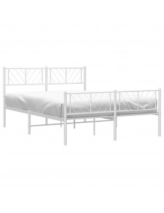 Giroletto con Testiera e Pediera Metallo Bianco 135x190 cm 2
