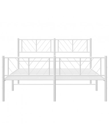 Giroletto con Testiera e Pediera Metallo Bianco 135x190 cm