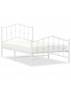 Giroletto con Testiera e Pediera Metallo Bianco 100x190 cm