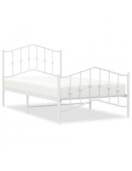 Giroletto con Testiera e Pediera Metallo Bianco 100x190 cm