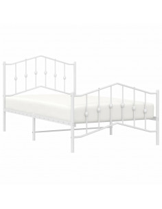 Giroletto con Testiera e Pediera Metallo Bianco 100x190 cm 2