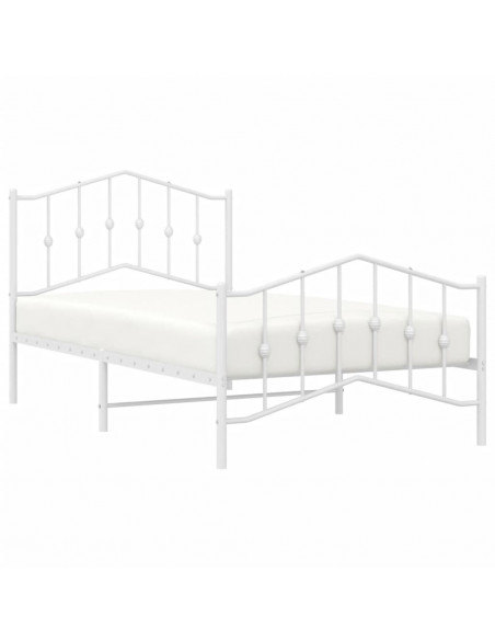 Giroletto con Testiera e Pediera Metallo Bianco 100x190 cm
