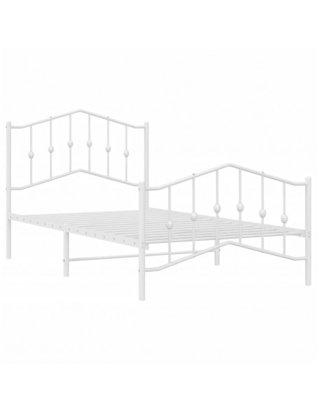 Giroletto con Testiera e Pediera Metallo Bianco 100x190 cm