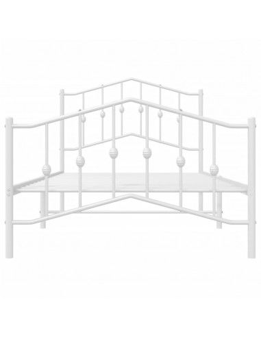 Giroletto con Testiera e Pediera Metallo Bianco 100x190 cm