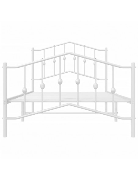 Giroletto con Testiera e Pediera Metallo Bianco 100x190 cm